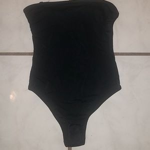 black strapless one piece